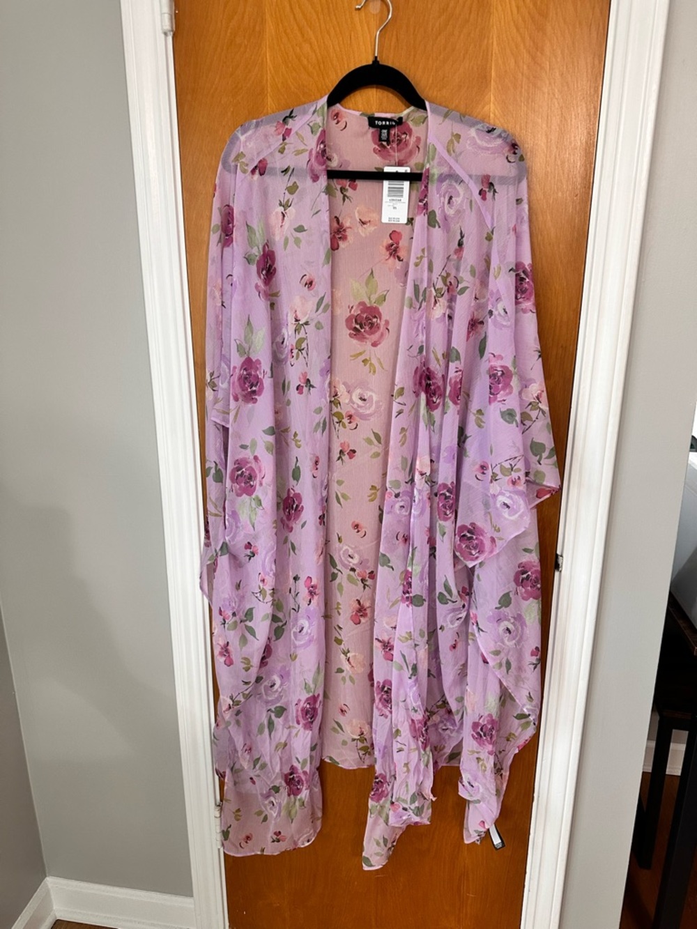 torrid Lavender Floral Sheer Kimono Cardigan
